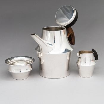 Tapio Wirkkala, Kaffeservis, 3 delar,  TW176, silver, stämpelsignerade TW, Kultakeskus, Tavastehus 1965.