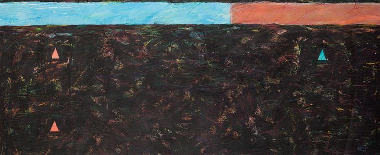 Jukka Remes, acrylic and mixed media on paper, signed and dated-89.