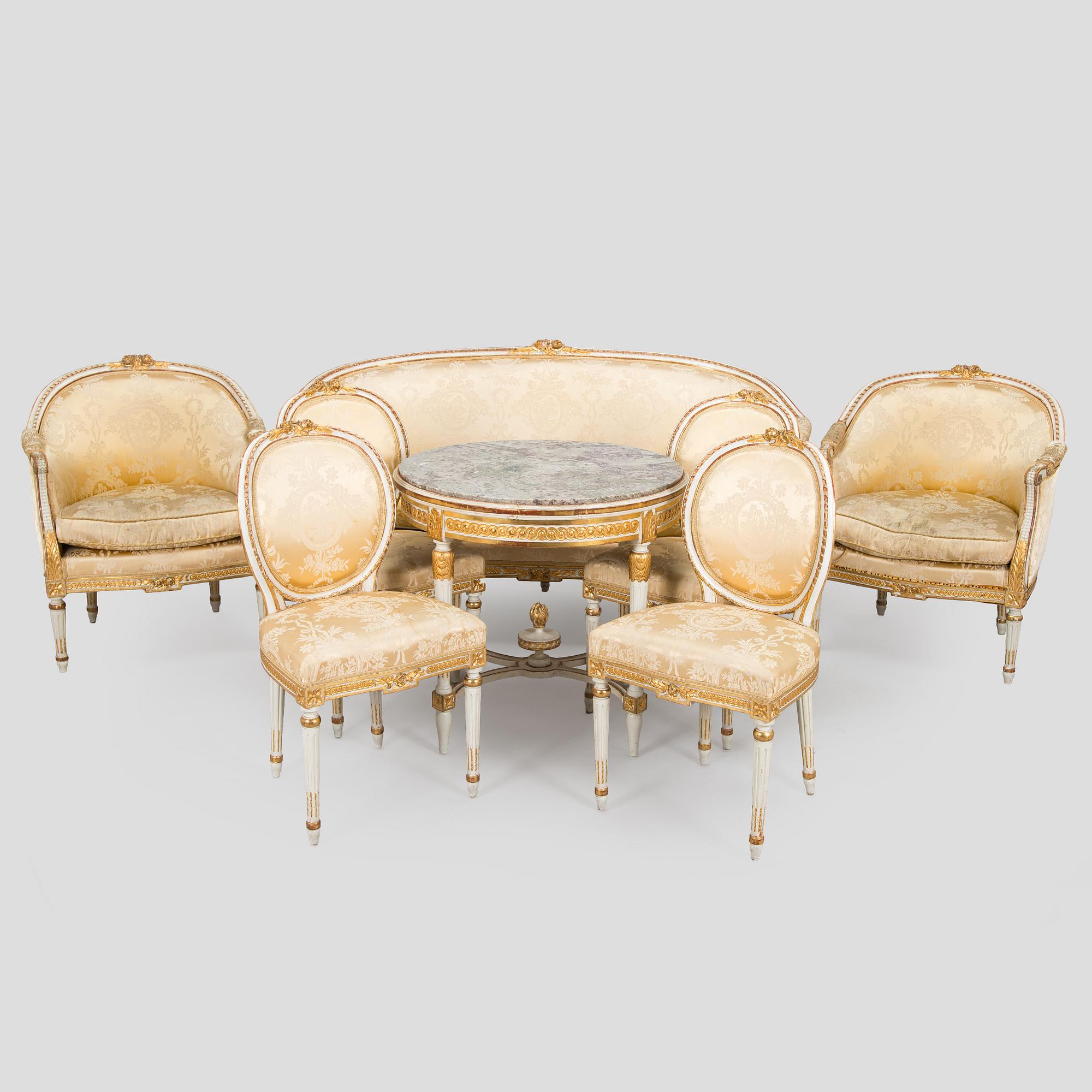 An 8-piece Gustavian style furniture set, late 19th century.