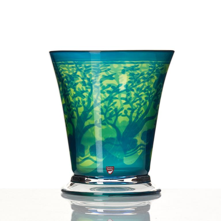 Gunnar Cyrén, a 'graal' glass vase, Orrefors, Sweden 1989.