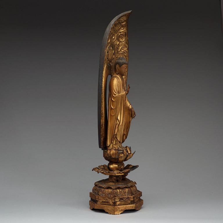 A gilt and lacquered Japanese Buddha, Meiji (1868-1912).