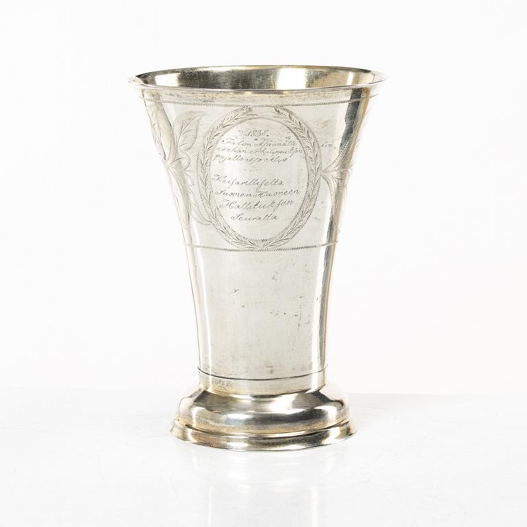 A silver beaker, mark of Carl Johan Österman, Turku, Finland 1838.