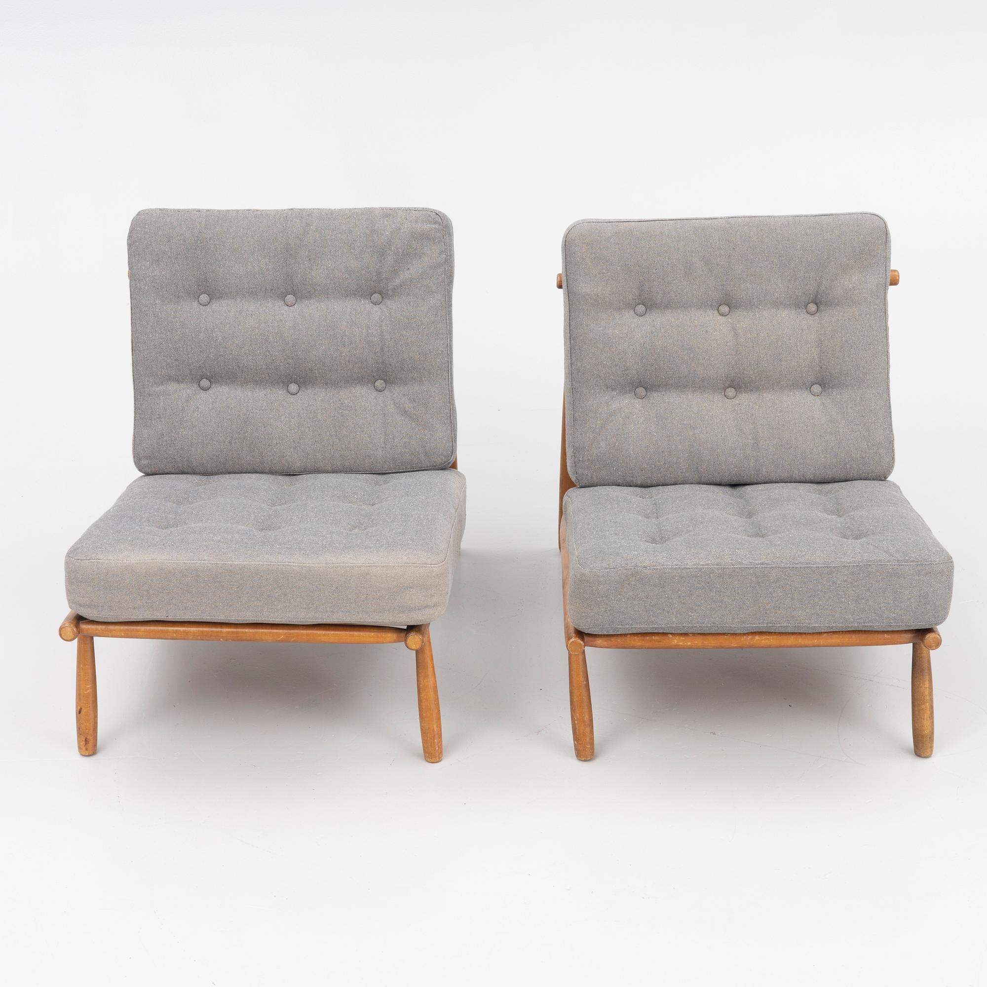 Alf Svensson, a pair of "Domus" lounge chairs, Dux, Sweden, 1950's.