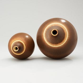 Two Berndt Friberg stoneware vases, Gustavsberg Studio 1972 and 1977.