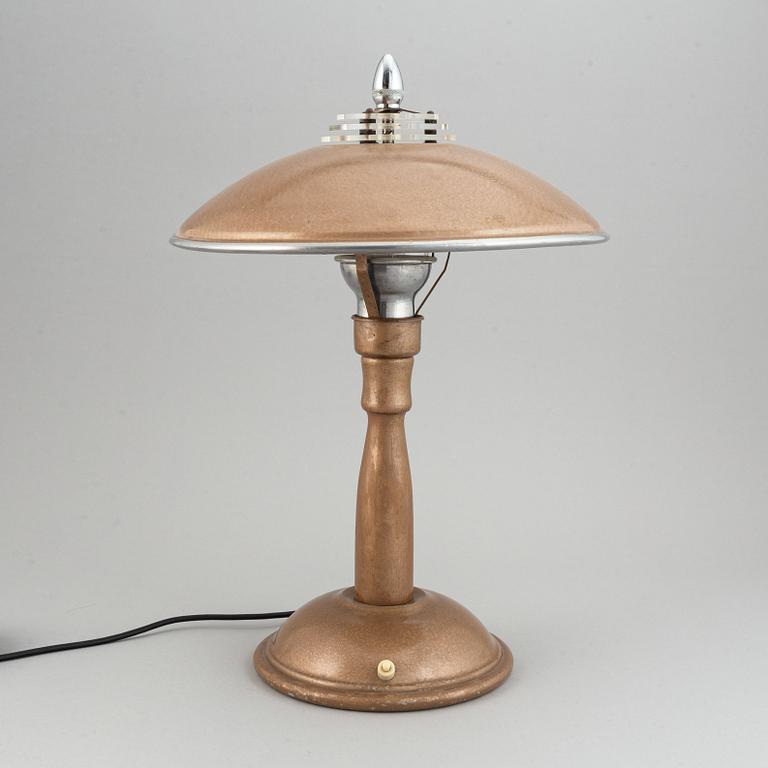 An aluminium table light, 20th Century.