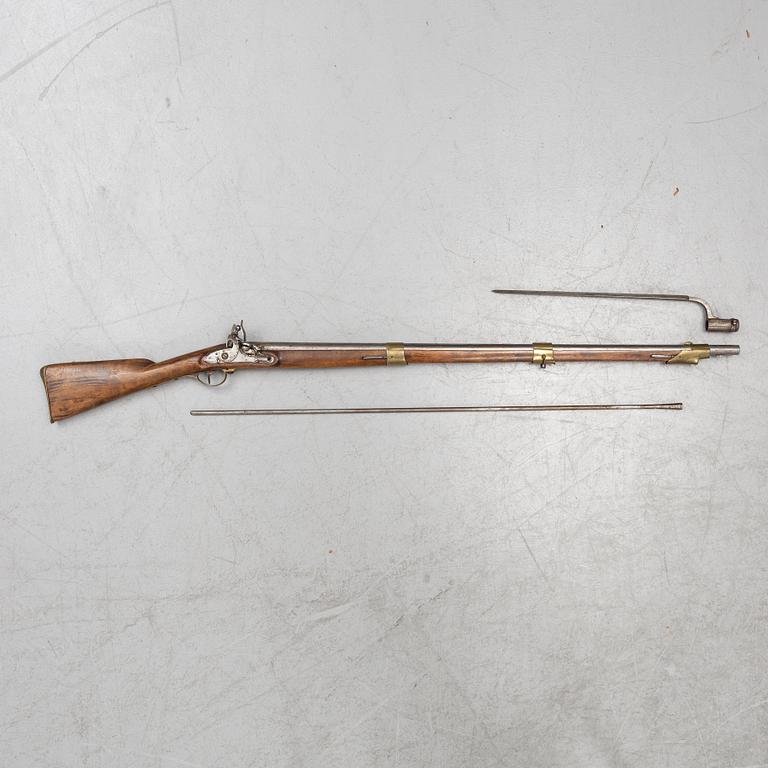 A Swedish flintlock gun, 1815 pattern.