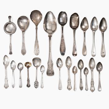 Spoons, 22 pcs, silver, Denmark, Norway, Sweden, 18th-20th century.