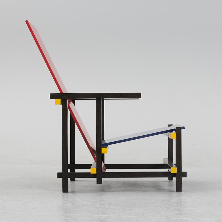 Gerrit Rietveld, armchair, "Red and blue chair", Cassina numbered 4848.