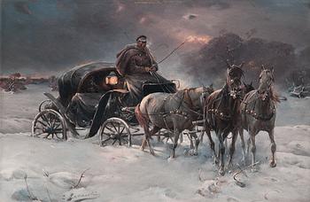 369. Alfred von Wierusz-Kowalski, TRAVELLER ON A WINTER NIGHT.