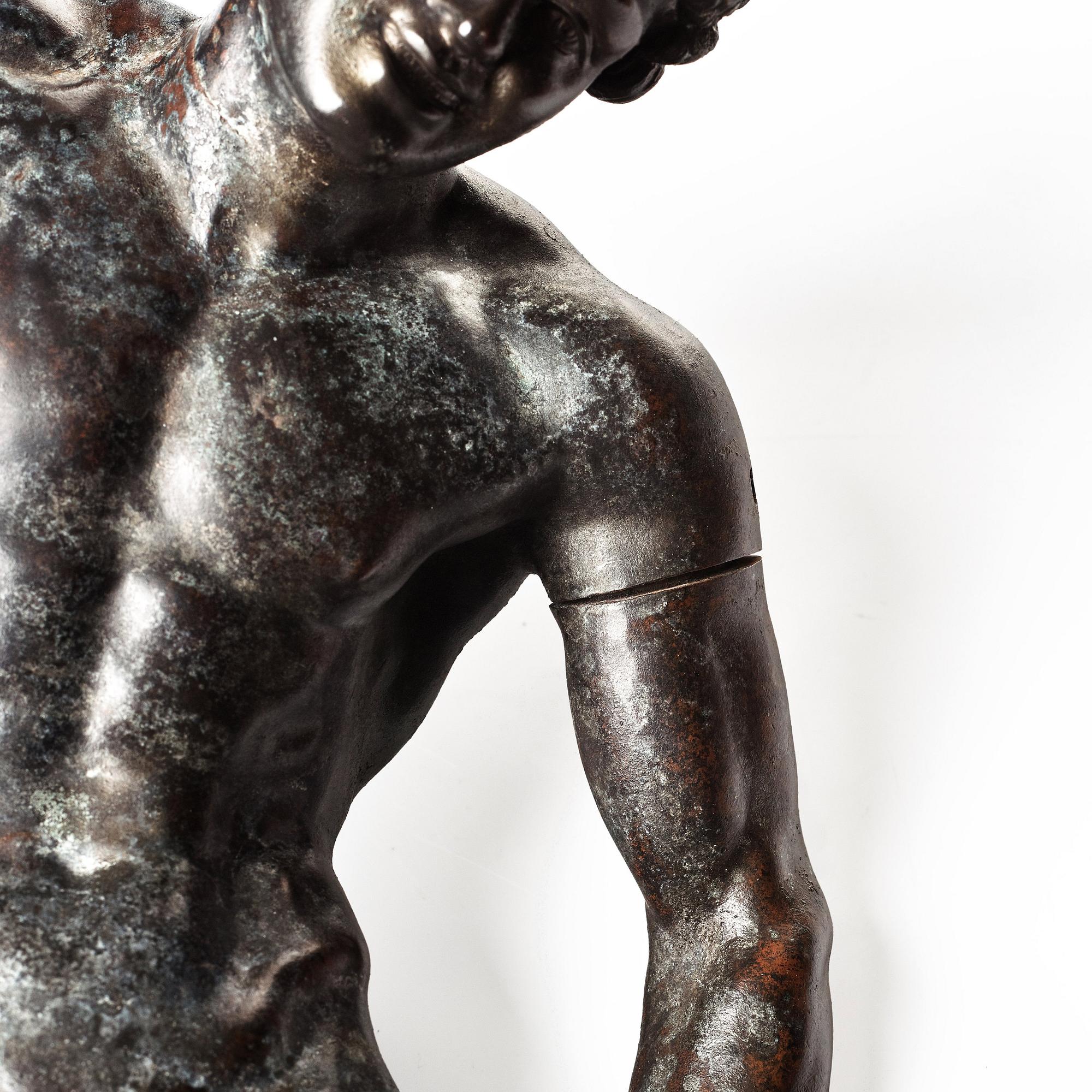 SCULPTURE, probably Italy 18th Century. Satyr with cymbals.