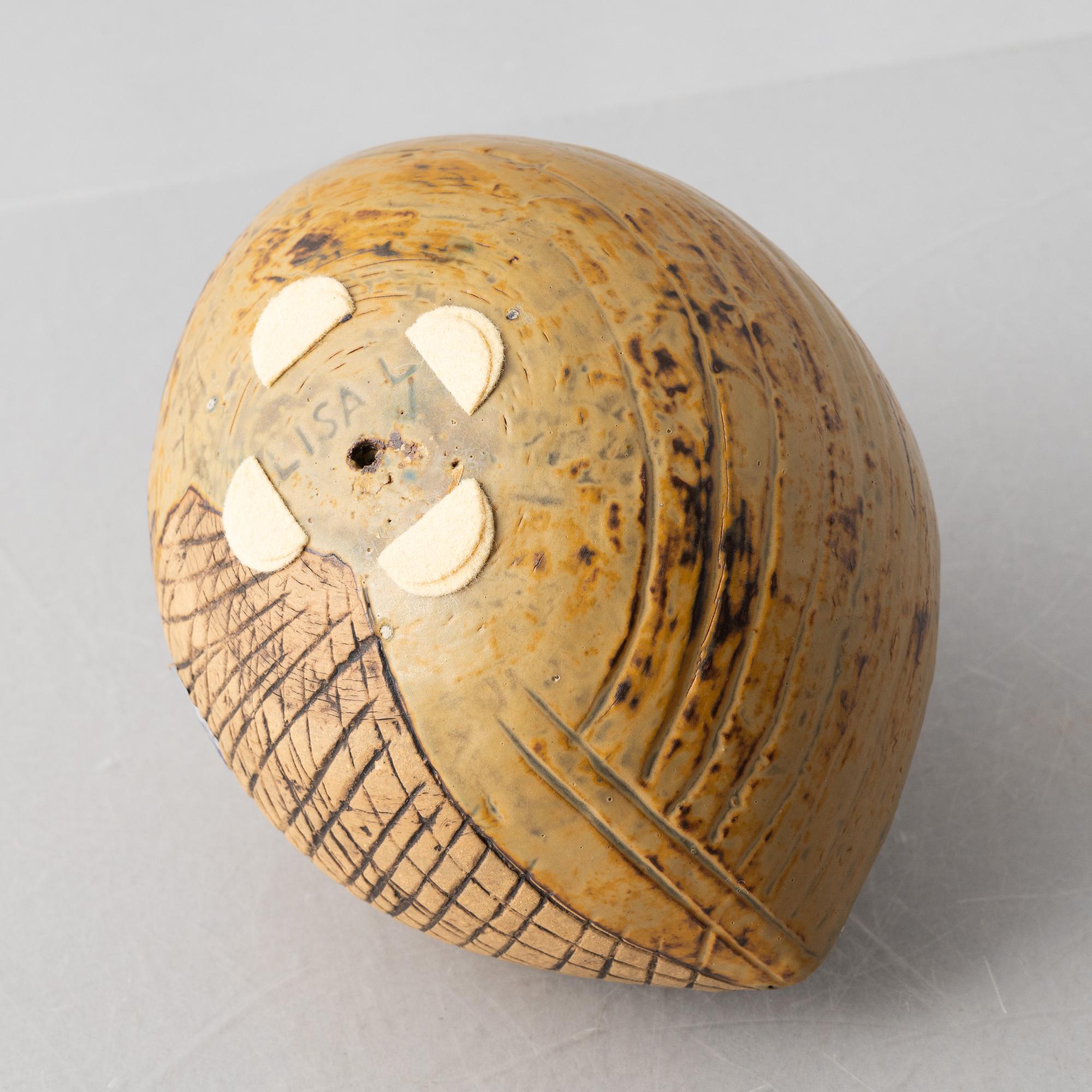 Lisa Larson, a stoneware sculpture, 'Fiskare i båt' (Fisherman in a boat), Gustavsberg.