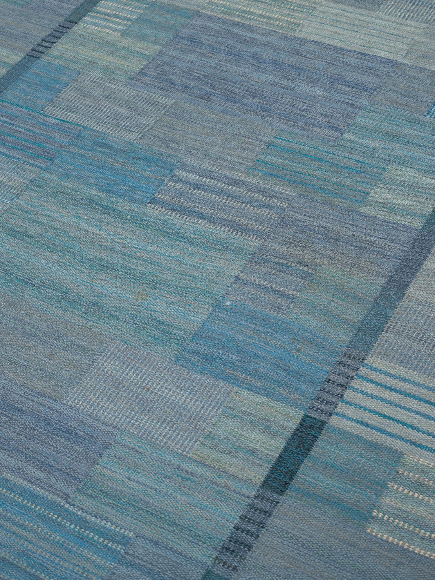 Marianne Richter, MATTA, "Fasad blå", rölakan, ca 305 x 190 cm, signerad AB MMF MR.