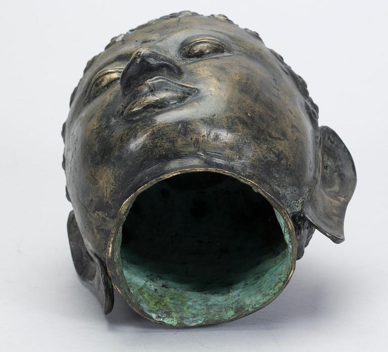 SKULPTURHUVUD, metall, "Buddha" 1900-tal.