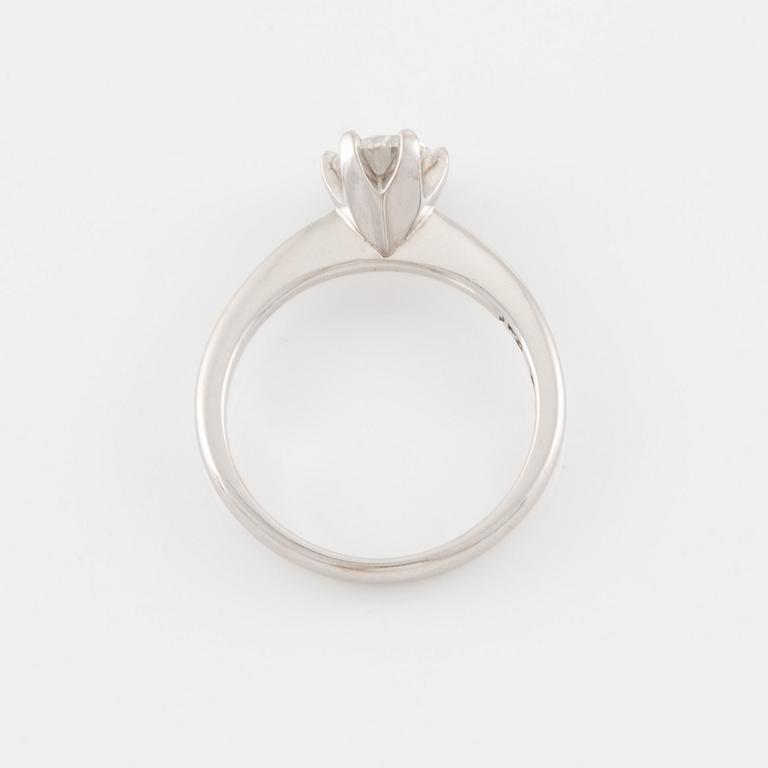 Ring, solitaire, white gold with brilliant-cut diamond 0.96 ct.