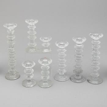 TIMO SARPANEVA, eight 'Festivo' glass candlesticks from Iittala, Finland.