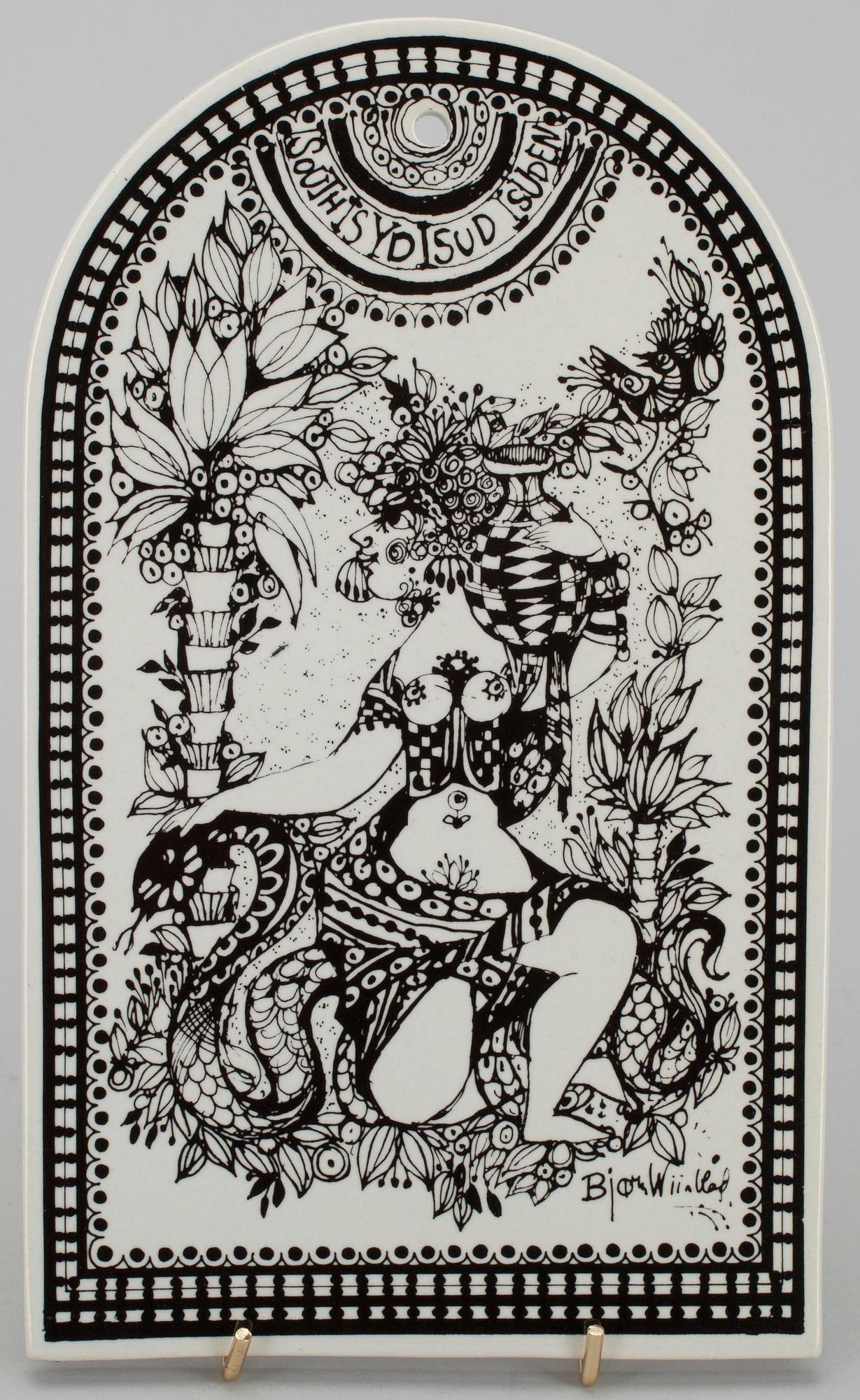 ROSENTHAL, SEINÄLAATTOJA, 4 kpl, keramiikkaa, sign. Björn Winblad, Rosenthal, Studio-Linie, Saksa 1900-luvun loppupuoli.