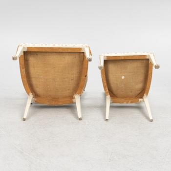 A pair of armchairs, and one pair of chairs, Jugend, early 20th century.