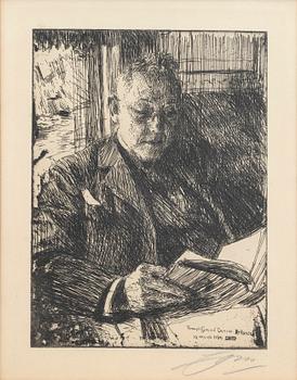 Anders Zorn, etsning, 1904, signerad.