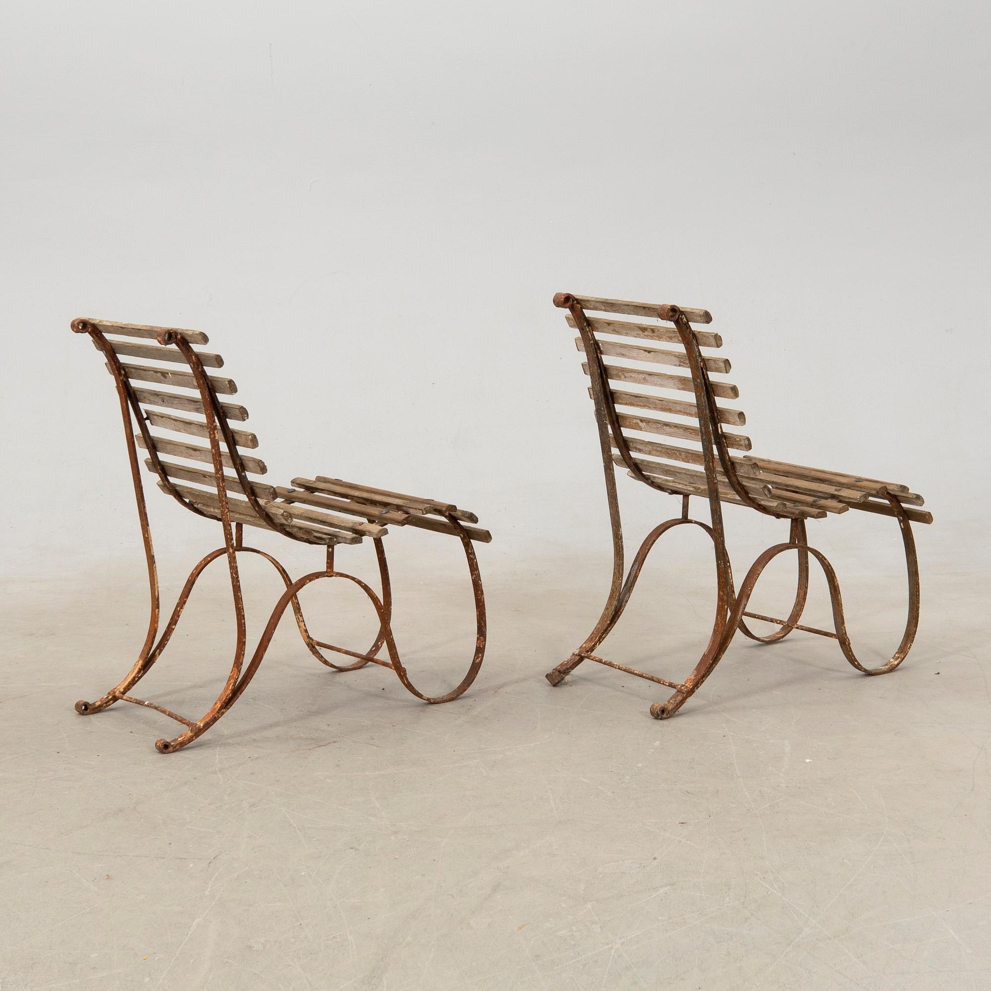 Garden chairs, 6 pieces, early 20th century.