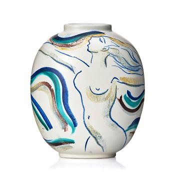 Isaac Grünewald, a stoneware vase, Rörstrand, Sweden 1940s.