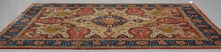 A CARPET, a semi-antique Tabriz, ca 342 x 269 cm.