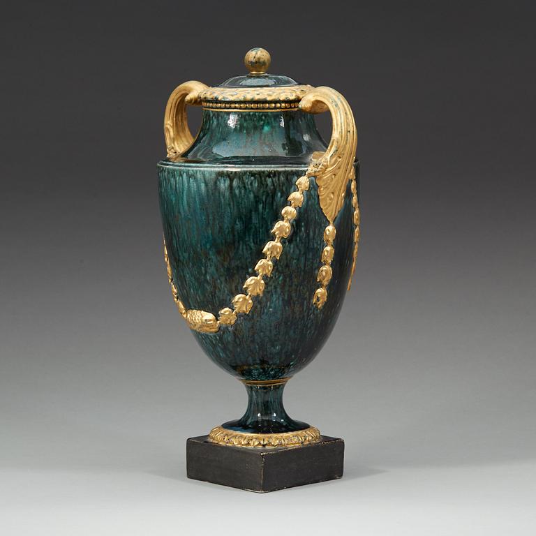 A Marieberg earthenware vase with cover, 1790's.