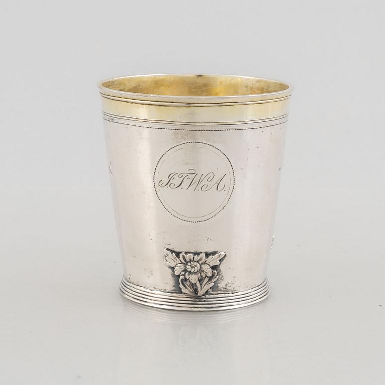 A Danish parcel-gilt silver beaker, mark of Peter Terpager Hagen, Copenhagen 1791.