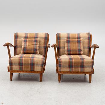 Svante Skogh, fåtöljer, ett par,- Swedish Modern, Förenade Möbelfabrikerna, Linköping, 1940-tal.