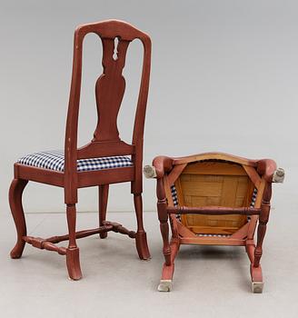 STOLAR, 6 st, senbarockstil, 1900-talets andra hälft.