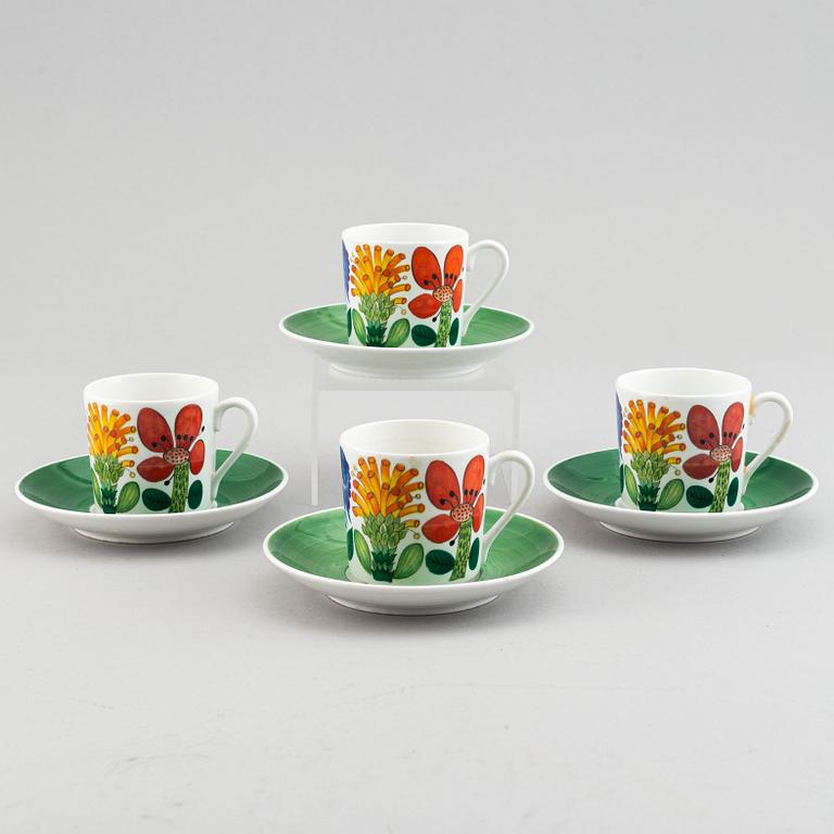 Stig Lindberg, kaffekoppar, 4 st, benporslin. "Tahiti", Gustavsberg.