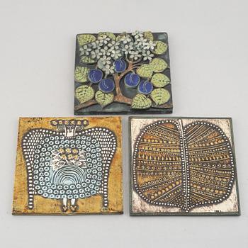 Lisa Larson, three stoneware wall reliefs, Gustavsberg, Sweden.