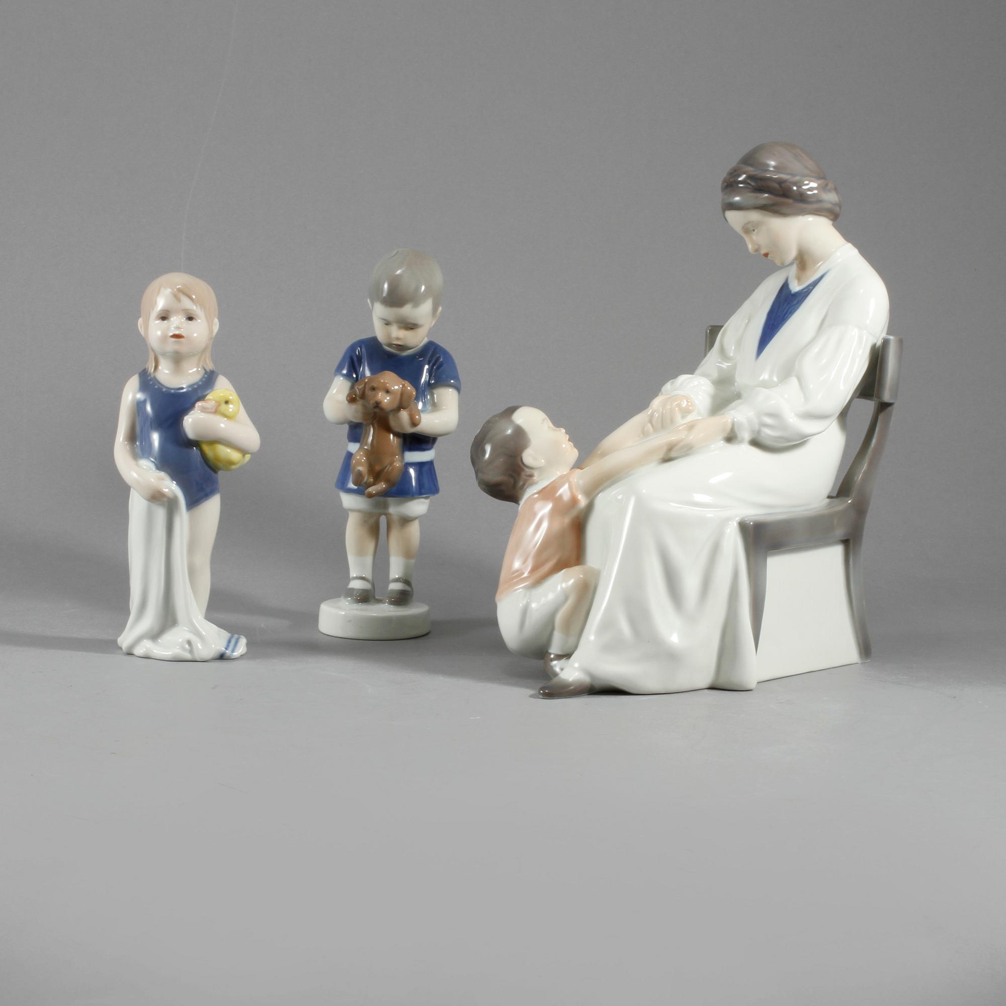 FIGURINER, 3 st, porslin, Royal Copenhagen, Danmark, 1900-tal.