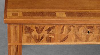 A Carl malmsten mahogany desk with inlays, "Ståndare".