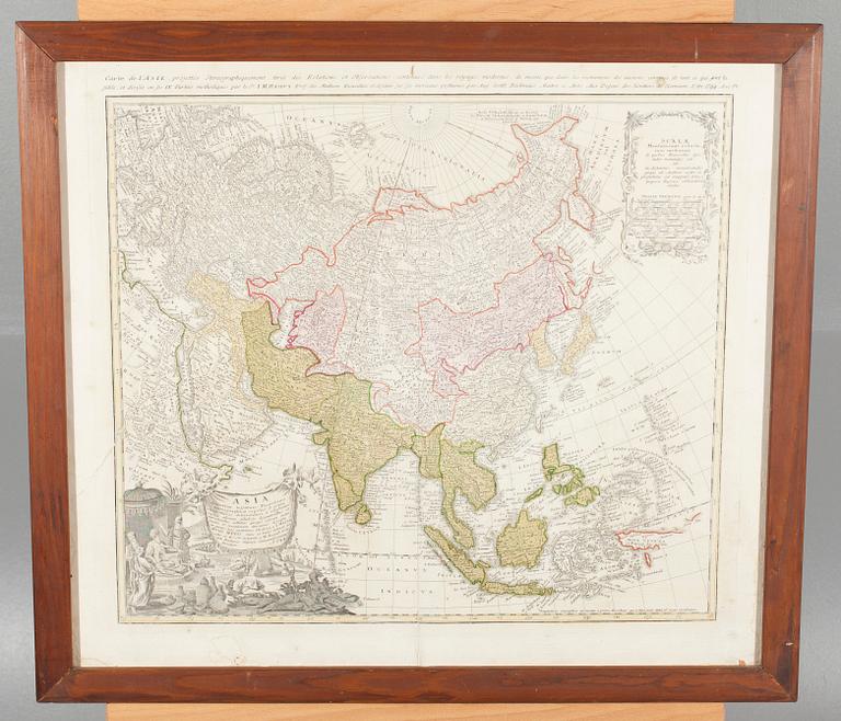 KARTA, ASIA, daterad 1744, efter Homann av Johan Matthias Hase.