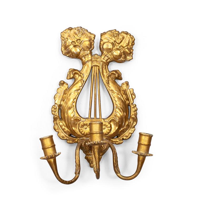 VÄGGLAMPETTER, 4 st, empire, 1800-talets början.