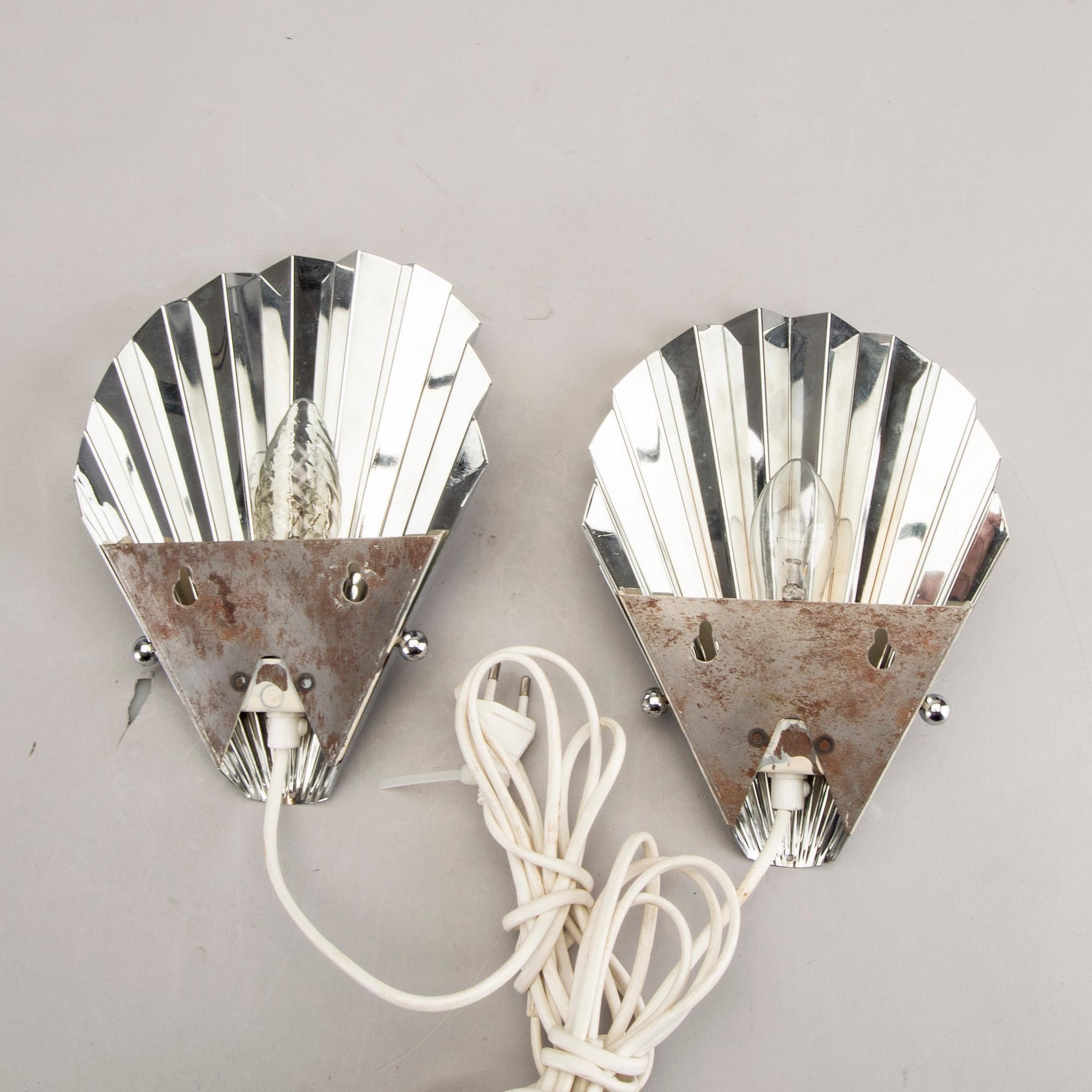 Vägglampor, 4 st, Art-Deco stil, 1900-talets andra hälft.