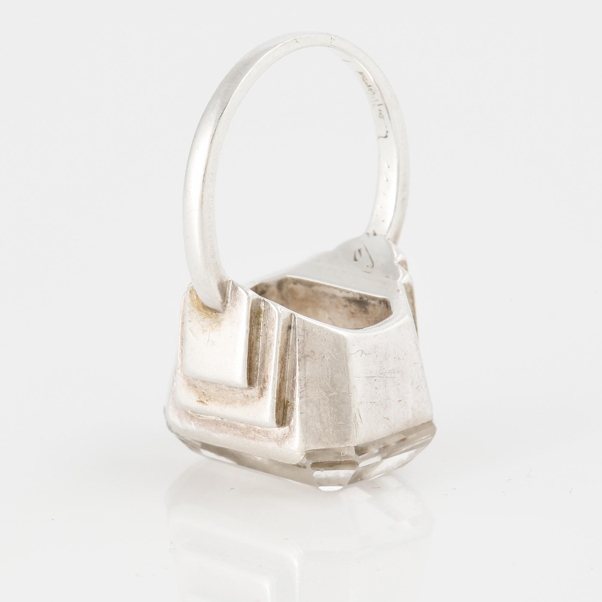 A rock crystal ring by Wiwen Nilsson, Lund.