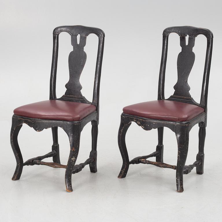 A pair of rococo chairs, mid 18th century.