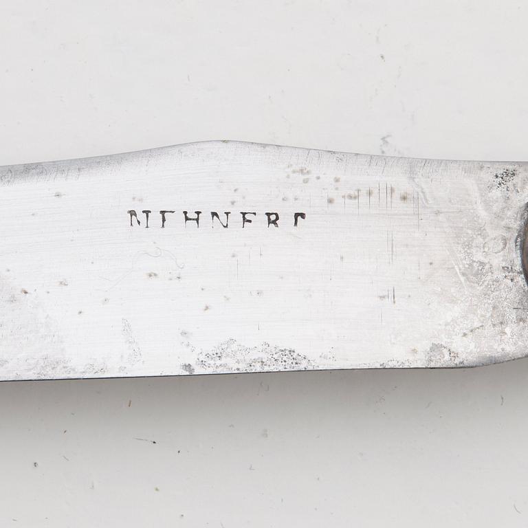 A set of twenty 18th century silver knifes and forks, unidentified marks.