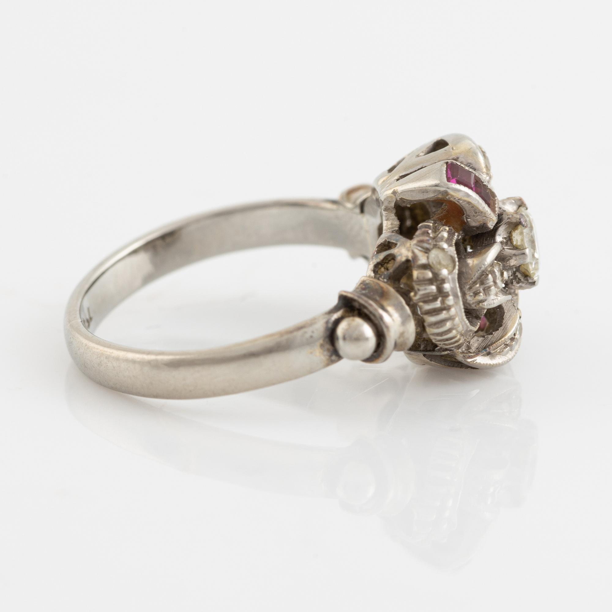 Diamond and ruby ring.
