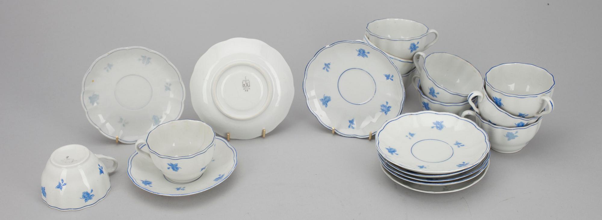KAFFESERVIS, 10 delar, porslin, Arabia, modell OB, ca 1932-1949.