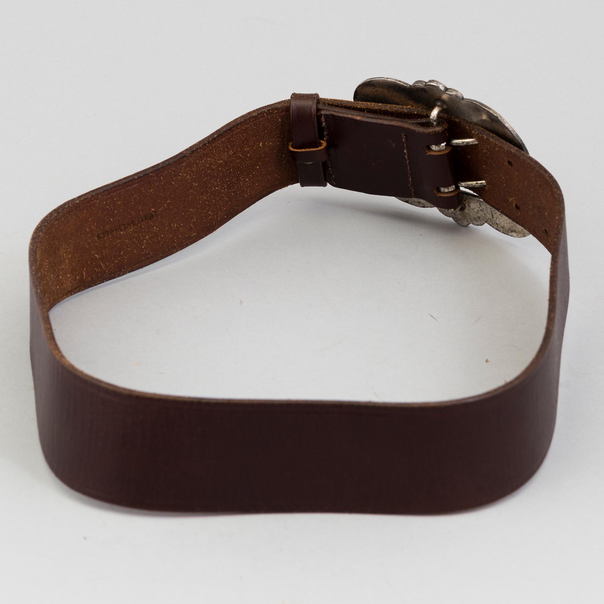 Two leather belts by Ralph Lauren.