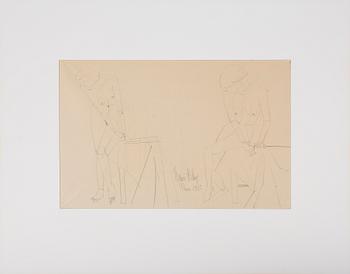 OKÄND KONSTNÄR, blyertsteckning, otydligt signerad och daterad Paris 1925.