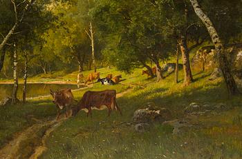 Edvard Bergh, Landscape with Cows.