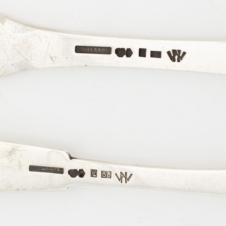 Wiwen Nilsson, fiskkniv samt fiskgaffel, silver, Anders Nilsson, Lund 1928-30.