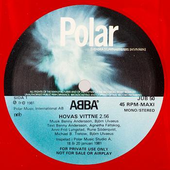 Vinylskiva, ABBA, "Hovas vittne", 1981.