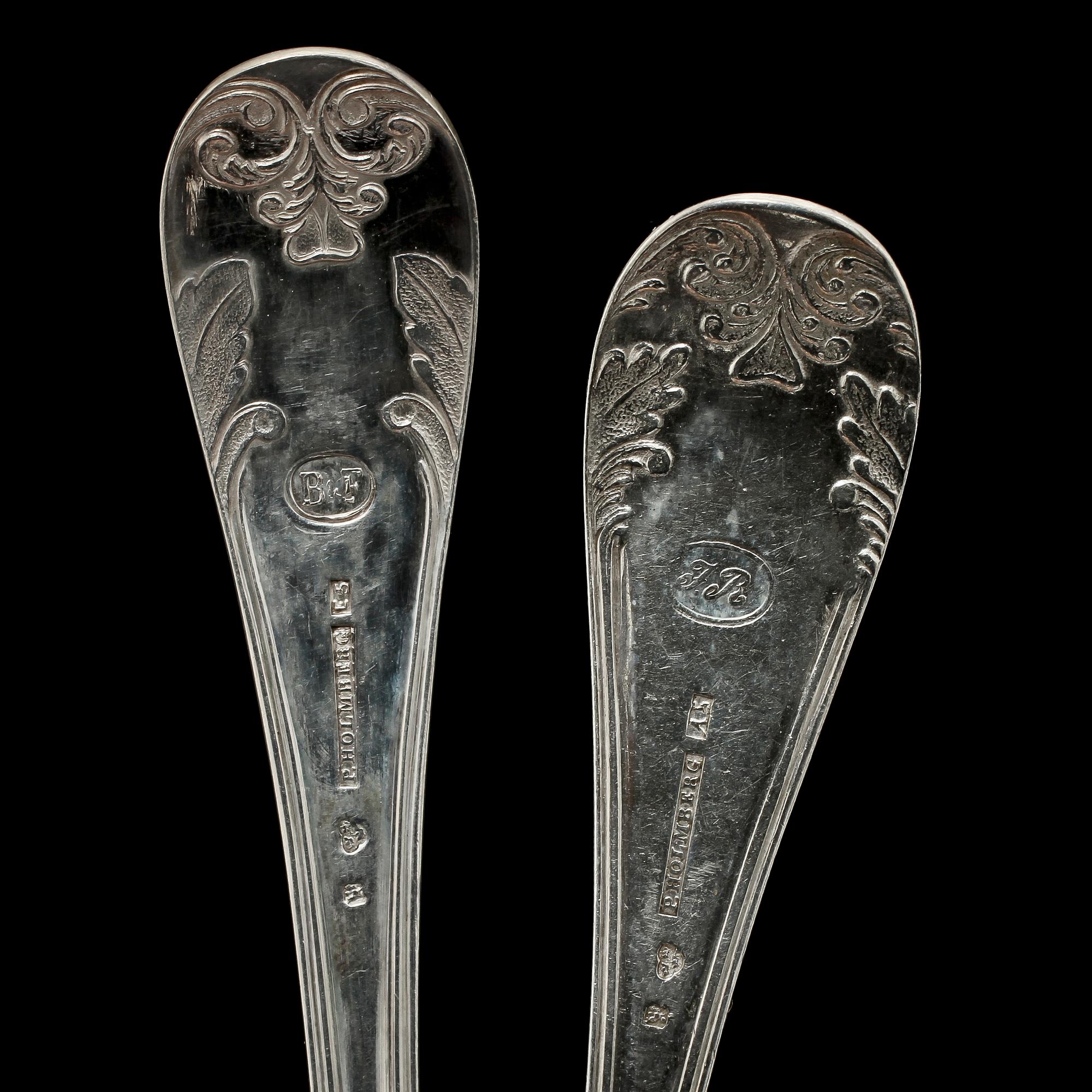 MATSKEDAR, 6 st, silver, P. Holmberg, Örebro, 1800-talets senare hälft. Vikt 358.