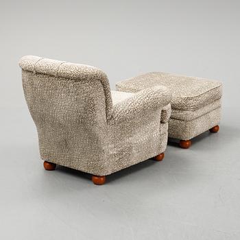 Josef Frank, a model 336 easy chair with ottoman, Svenskt Tenn.