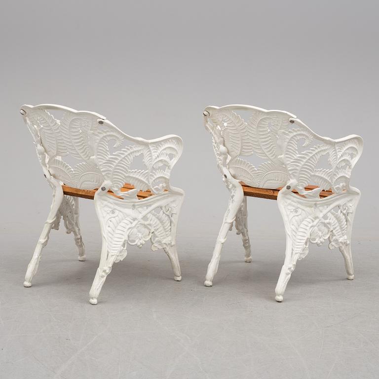 GARDEN FURNITURE, four pieces, metal, end of the 20th century.