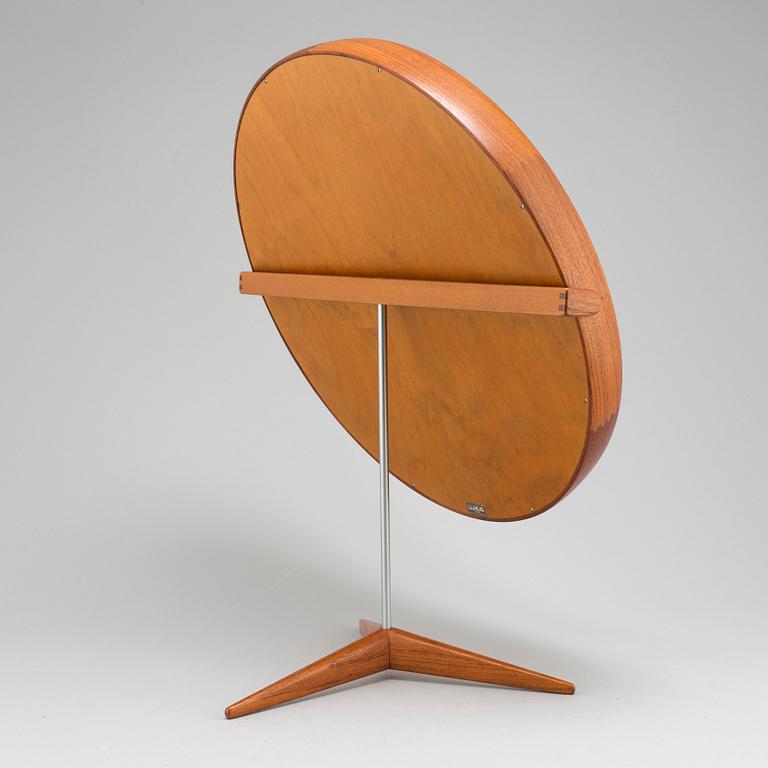 A teak table mirror by Uno and Östen Kristiansson for Luxus, Vittsjö.